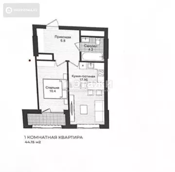 1-комнатная квартира, этаж 12 из 17, 42 м²