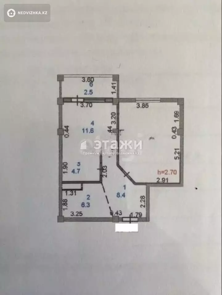 53.3 м², 2-комнатная квартира, этаж 2 из 10, 53 м², изображение - 1