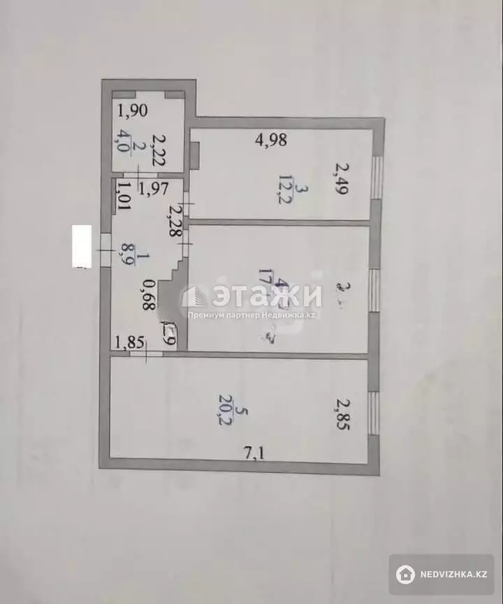 62.9 м², 2-комнатная квартира, этаж 1 из 18, 63 м², изображение - 1