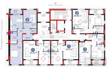 74.42 м², 2-комнатная квартира, этаж 1 из 9, 74 м², изображение - 0