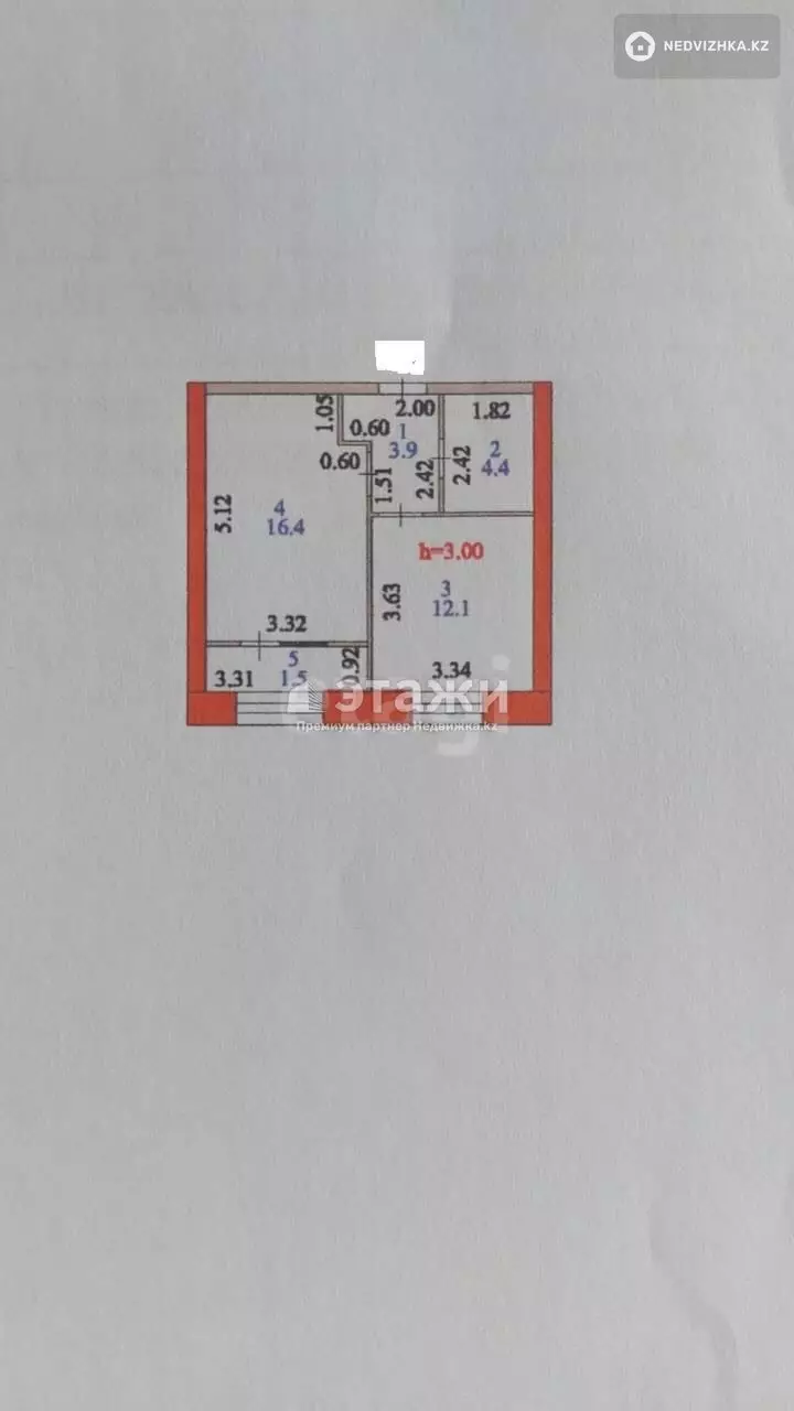 38.3 м², 1-комнатная квартира, этаж 2 из 12, 38 м², изображение - 1