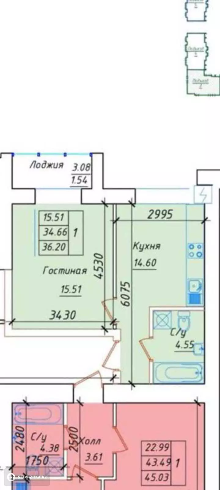 36.2 м², 1-комнатная квартира, этаж 9 из 12, 36 м², изображение - 1