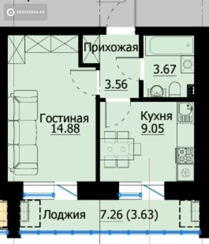 35 м², 1-комнатная квартира, этаж 5 из 9, 35 м², изображение - 1