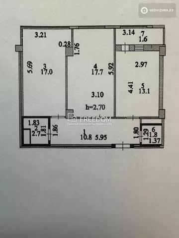 2-комнатная квартира, этаж 5 из 14, 65 м²