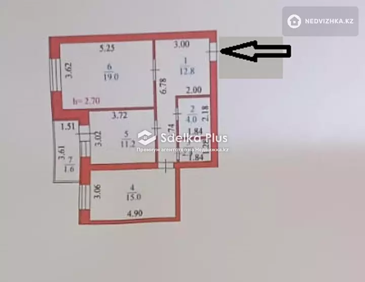 65 м², 2-комнатная квартира, этаж 4 из 9, 65 м², изображение - 1