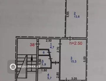 2-комнатная квартира, этаж 1 из 5, 43 м²