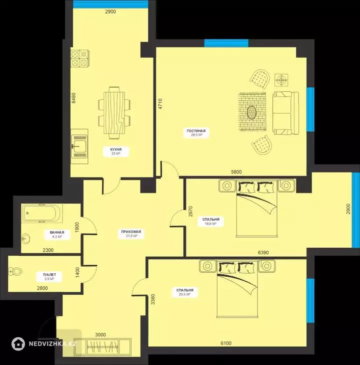 120 м², 3-комнатная квартира, этаж 4 из 12, 120 м², изображение - 1