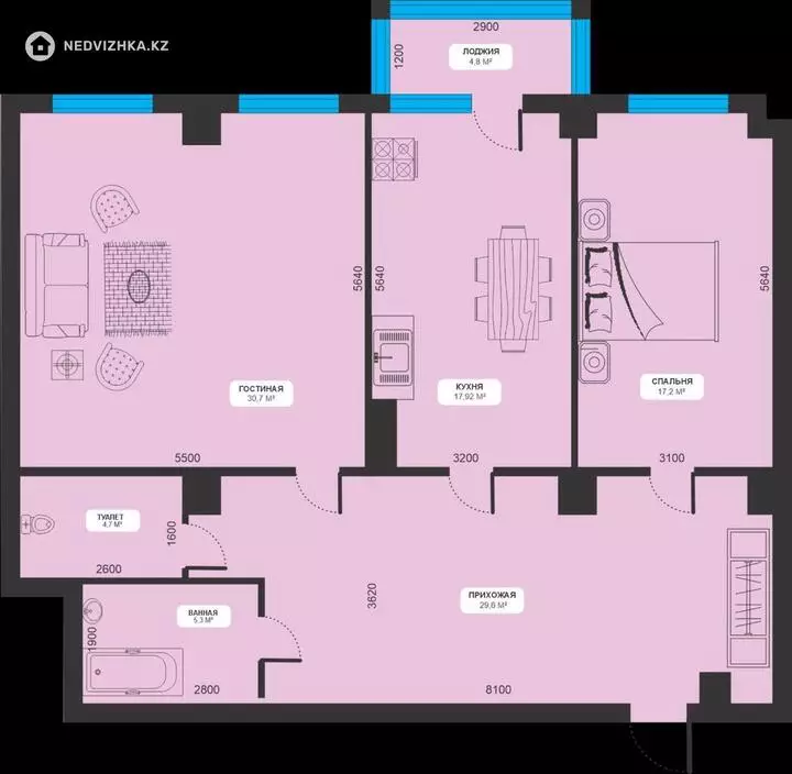 113 м², 2-комнатная квартира, этаж 4 из 12, 113 м², изображение - 1