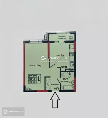 1-комнатная квартира, этаж 12 из 17, 42 м²