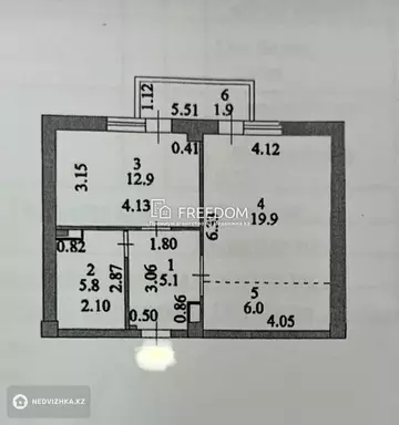 51.6 м², 2-комнатная квартира, этаж 8 из 14, 52 м², изображение - 18