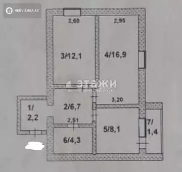 51.7 м², 2-комнатная квартира, этаж 5 из 5, 52 м², изображение - 7