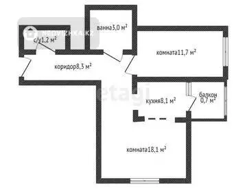 51.1 м², 2-комнатная квартира, этаж 8 из 9, 51 м², изображение - 16