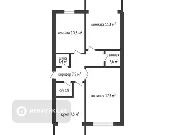 68 м², 3-комнатная квартира, этаж 4 из 5, 68 м², изображение - 25