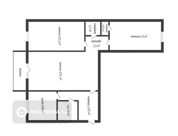 57 м², 3-комнатная квартира, этаж 4 из 5, 57 м², изображение - 12