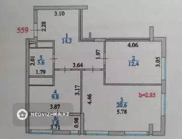 62.5 м², 2-комнатная квартира, этаж 7 из 23, 62 м², изображение - 0