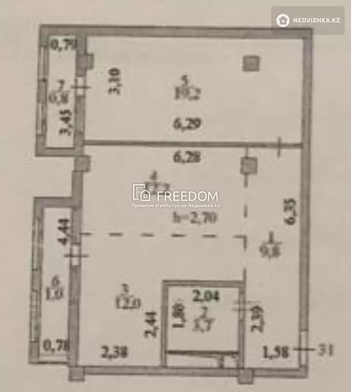 57.8 м², 2-комнатная квартира, этаж 9 из 10, 58 м², изображение - 1