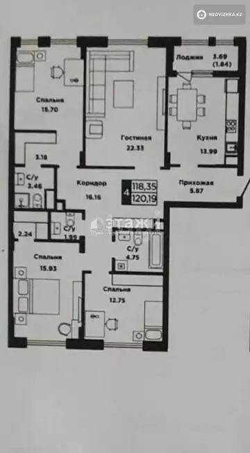 120 м², 4-комнатная квартира, этаж 2 из 9, 120 м², изображение - 18