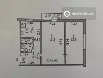 2-комнатная квартира, этаж 3 из 3, 44 м²