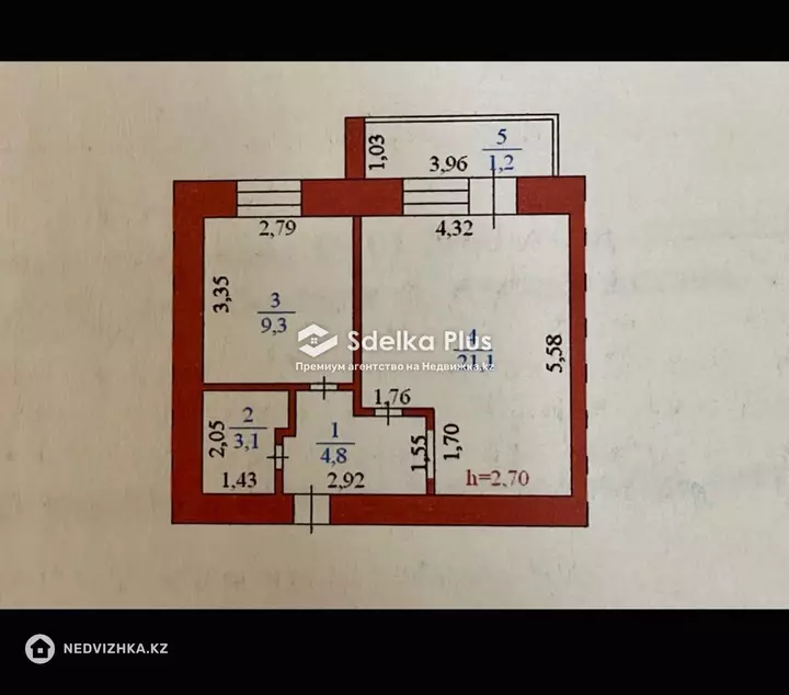 39 м², 1-комнатная квартира, этаж 5 из 9, 39 м², изображение - 1