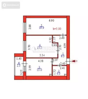 2-комнатная квартира, этаж 9 из 12, 67 м²