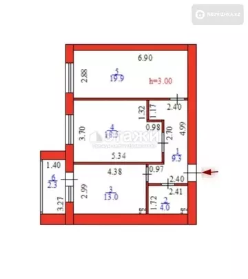 2-комнатная квартира, этаж 9 из 12, 67 м²