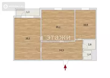 69 м², 2-комнатная квартира, этаж 8 из 9, 69 м², изображение - 12