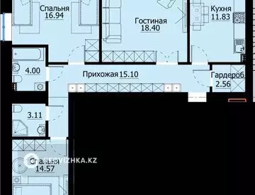 3-комнатная квартира, 90 м²