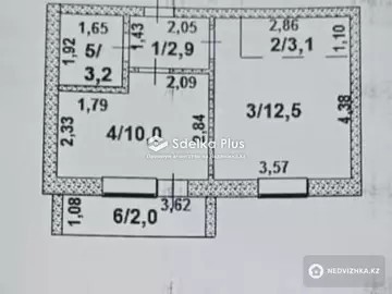 1-комнатная квартира, этаж 1 из 3, 34 м²