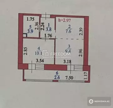 1-комнатная квартира, этаж 3 из 10, 38 м²