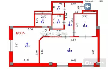 2-комнатная квартира, этаж 1 из 6, 95 м²