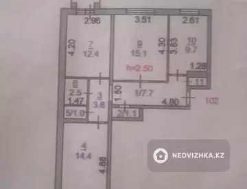 3-комнатная квартира, этаж 8 из 9, 72 м², на длительный срок