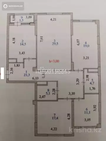 4-комнатная квартира, этаж 3 из 22, 124 м²