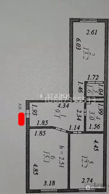 54 м², 2-комнатная квартира, этаж 4 из 5, 54 м², изображение - 1