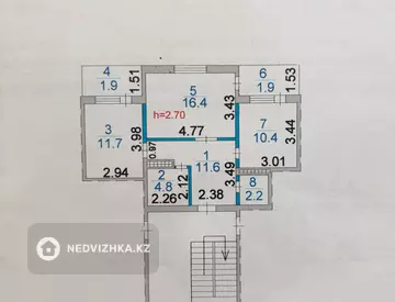 2-комнатная квартира, этаж 3 из 5, 61 м²