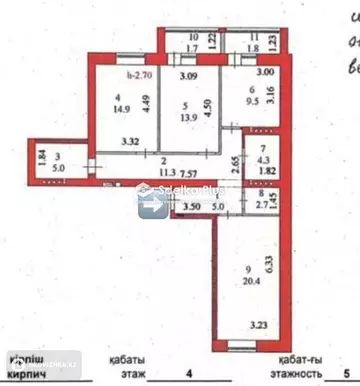 91 м², 3-комнатная квартира, этаж 4 из 5, 91 м², изображение - 12