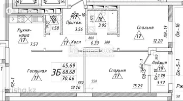 3-комнатная квартира, этаж 6 из 22, 70 м²