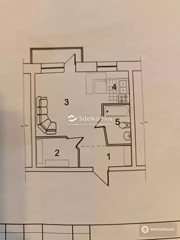 1-комнатная квартира, этаж 4 из 5, 30 м²