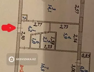 2-комнатная квартира, этаж 3 из 5, 42 м²