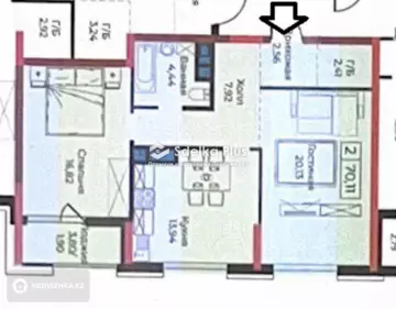 2-комнатная квартира, этаж 12 из 12, 70 м²