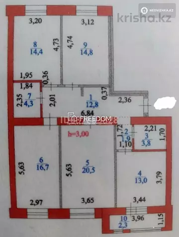 105 м², 4-комнатная квартира, этаж 3 из 9, 105 м², изображение - 14