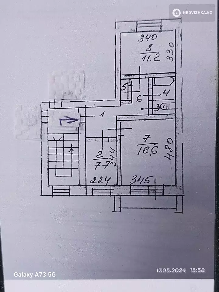 47.8 м², 2-комнатная квартира, этаж 3 из 5, 48 м², изображение - 1