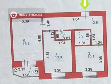 60 м², 2-комнатная квартира, этаж 1 из 6, 60 м², изображение - 0