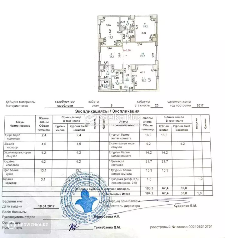 104.2 м², 4-комнатная квартира, этаж 8 из 20, 104 м², изображение - 1