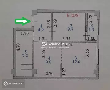 45.3 м², 2-комнатная квартира, этаж 8 из 9, 45 м², изображение - 13