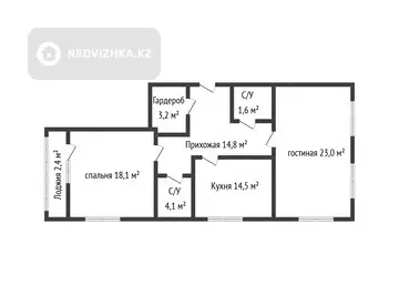 2-комнатная квартира, этаж 7 из 9, 82 м²