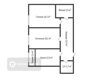 70 м², 2-комнатная квартира, этаж 2 из 9, 70 м², изображение - 17