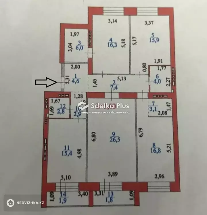 129 м², 4-комнатная квартира, этаж 9 из 9, 129 м², изображение - 1