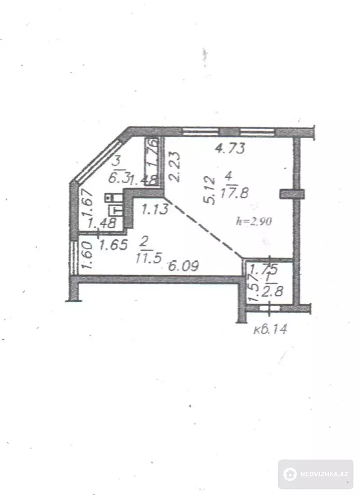 38 м², 1-комнатная квартира, этаж 4 из 5, 38 м², изображение - 1