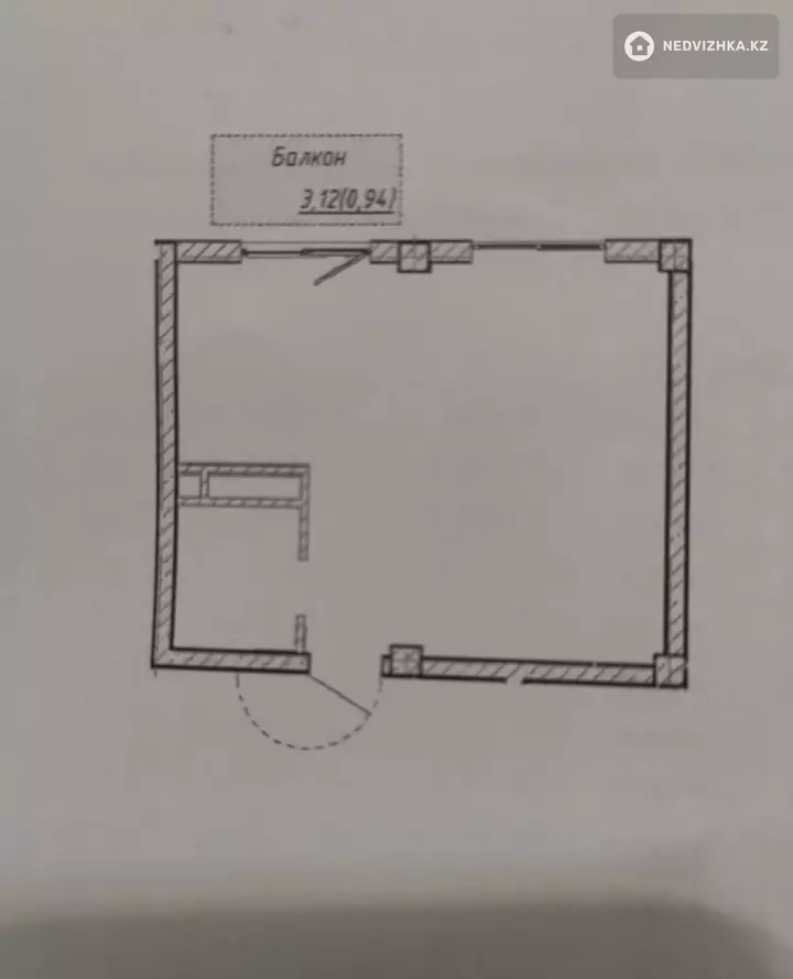 34.45 м², 1-комнатная квартира, этаж 3 из 5, 34 м², изображение - 1