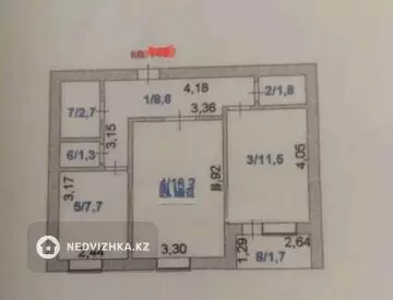 51.5 м², 2-комнатная квартира, этаж 1 из 9, 52 м², изображение - 17